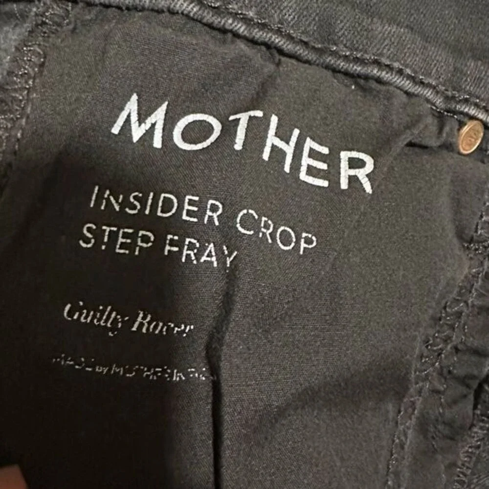 Mother Jean Size 24‎ Black Insider Crop Step Fray Guilty Racer Stripe Bootcut - Picture 9 of 13